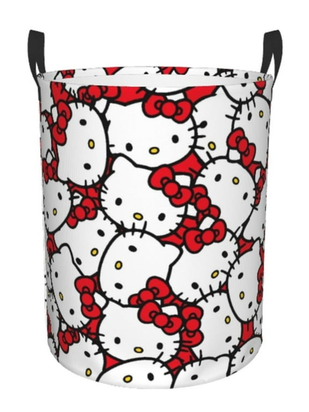 Hello Kitty Print Canvas Laundry Basket - White & Red